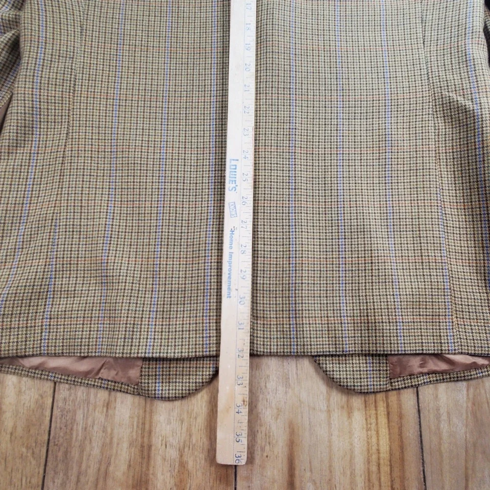 Vintage Brooks‎ Brothers Blazer Mens 42L Tan Wool Houndstooth Windowpane Italy
